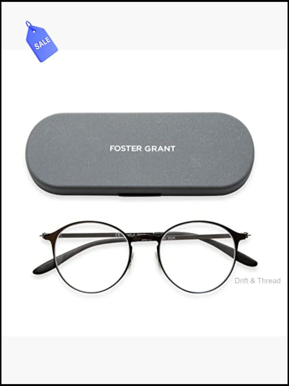 Superflat Reading Glasses Foldable Metal Frame 2.5x Magnification Blue Light